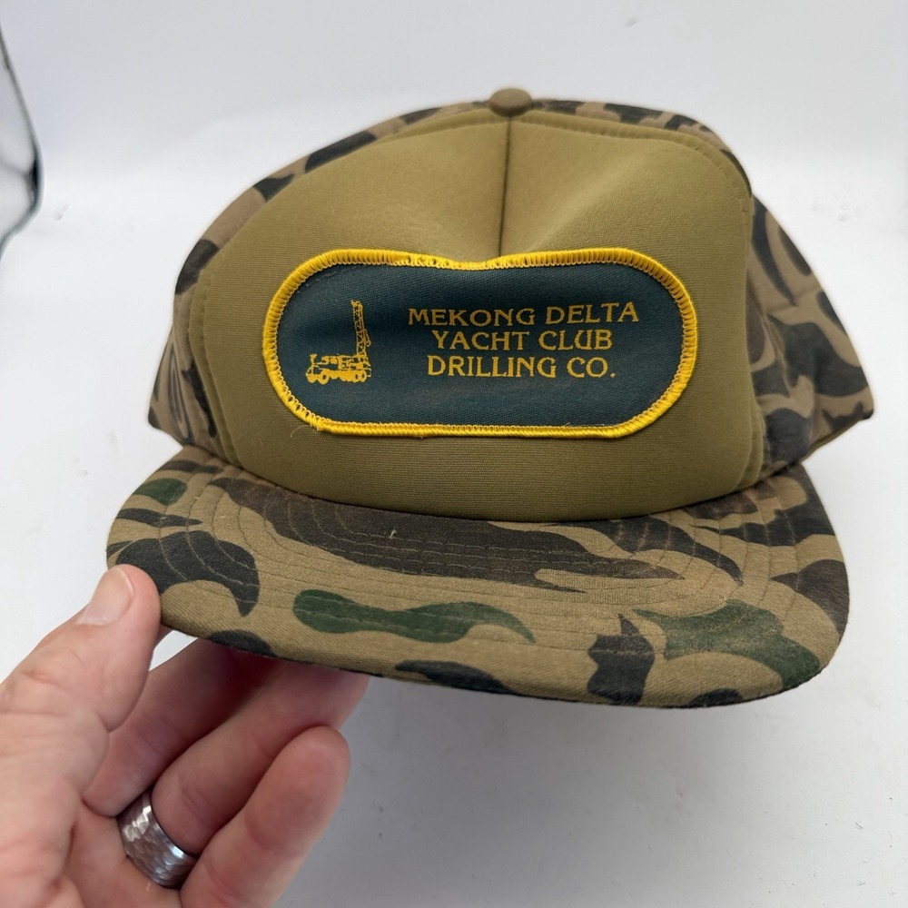 Vtg 80's WearGuard Duck Camo Hat Mekong Delta  Parody Trucker Foam Back